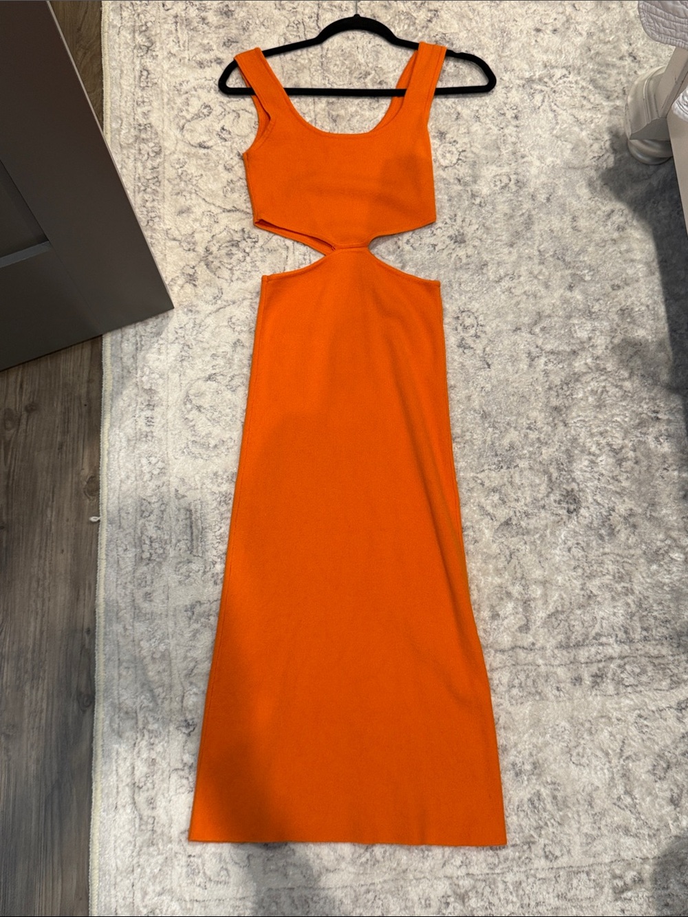 Sleek Orange Cutout Maxi Dress for Women